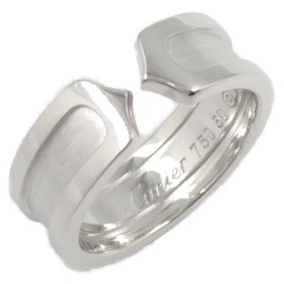 Pre-owned Cartier C2 Silver White Gold (18k) Band Ring ()