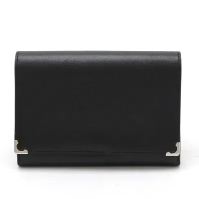 Pre-owned Cartier Cabochon Black Bordeaux Leather Long Wallet (bi-fold) () In Multi