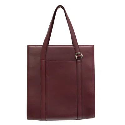 Pre-owned Cartier Cabochon Burgundy Leather Tote Bag ()