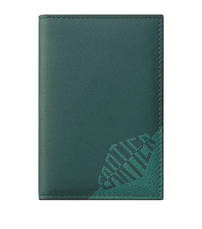 Cartier Calfskin Losange Shadow Card Holder In Green