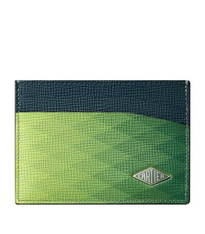Cartier Calfskin Prismatic Losange Double Card Holder In Green