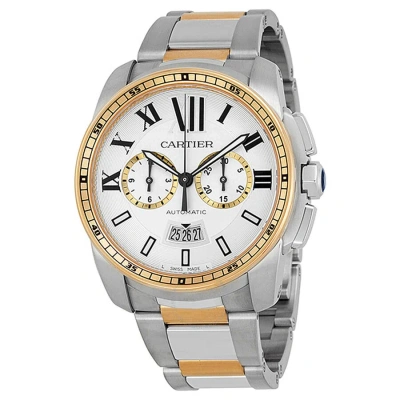 Cartier Calibre De  Chronograph Automatic Silver Dial Men's Watch W7100042 In Pink