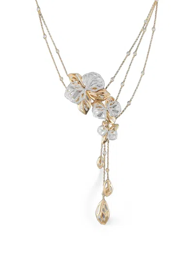 Pre-owned Cartier Caresse D'orchidees Diamond Necklace In Gold