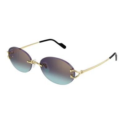 Cartier Blue Oval Unisex Sunglasses Ct0551s 003 55