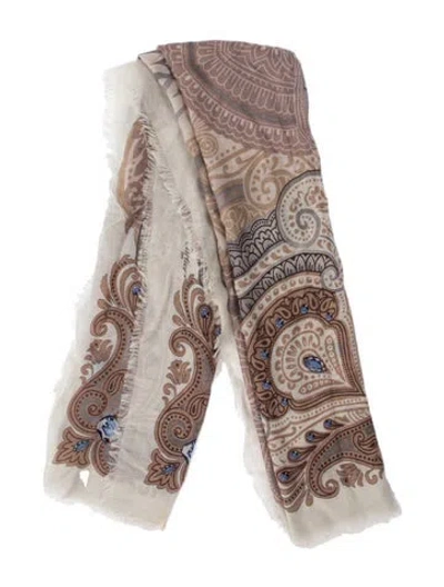 Pre-owned Cartier Cashmere Paisley Print Scarf In Neutrals