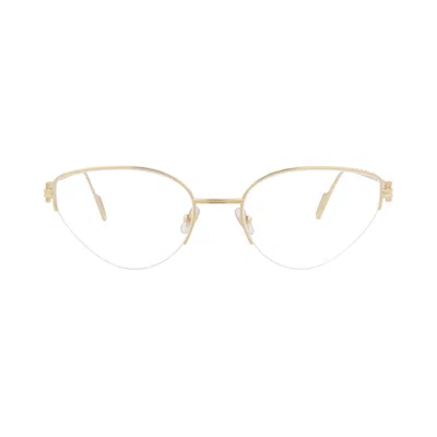 Pre-owned Cartier Cat Eye-frame Metal Optical Frames 'gold/transparent' | Women's Size Onesize