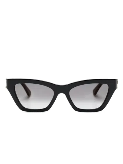 Cartier Logo-plaque Cat-eye Frame Sunglasses In Black