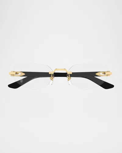 Cartier Cat-eye Metal Optical Frames In Gold