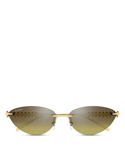 Cartier Cat Eye Sunglasses, 58mm In Gold