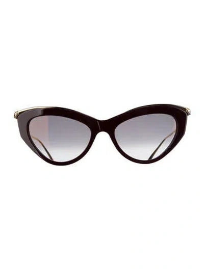 Pre-owned Cartier Cat-eye Gradient Sunglasses In Black/gold