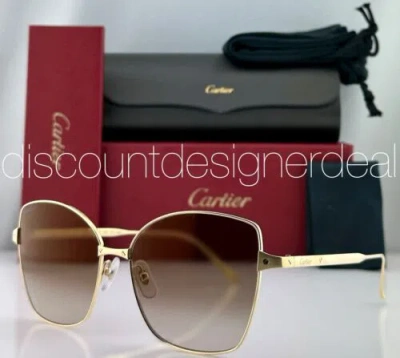 Pre-owned Cartier Cateye Sunglasses Ct0328s 002 Gold Metal Frame Brown Gradient Lenses 59