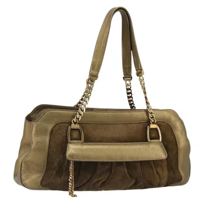 Pre-owned Cartier Chain Ladonia Shoulder Bag Leather Gold Suede Tote Bag Bag ()