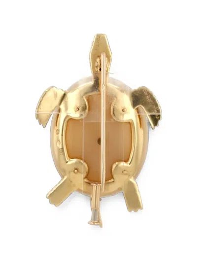 Pre-owned Cartier Chalcedony And Diamond Tortoise Brooch In Gold