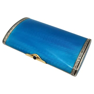 Pre-owned Cartier Cigarette Case Light Blue Round Cabochon Sapphire Made By Salimbeni