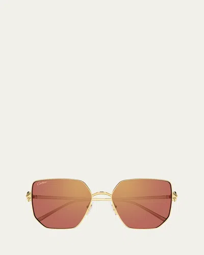 Cartier Clash De  56mm Rectangular Sunglasses In Gold