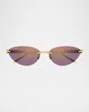 Cartier Clash De  58mm Rimless Metal Cat-eye Sunglasses In Gold