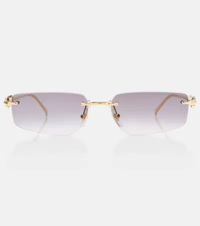 Cartier Clash De  Rectangular Sunglasses In Gold