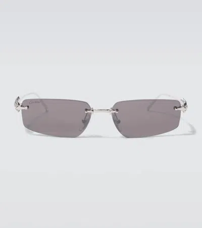 Cartier Clash De  Rectangular Sunglasses In Silver