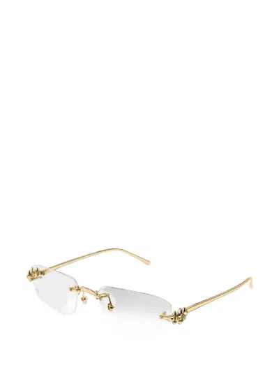 Cartier Clash De  Rimless Geometric-frame Glasses In Gold