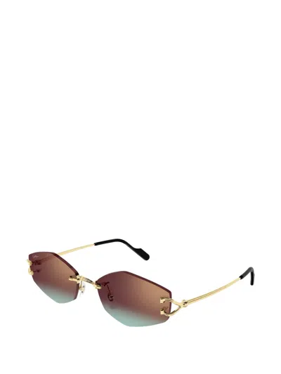 Cartier Classic C Motif Rimless Sunglasses In Gold