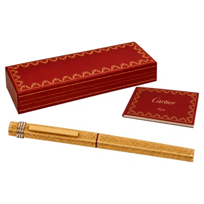 Pre-owned Cartier Classic  18ct Gold Plated Vendome Trinity Rollerball Pen In Red