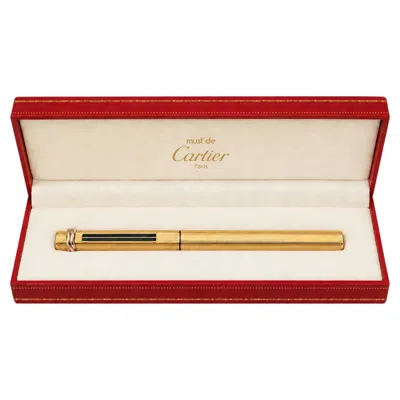 Pre-owned Cartier Classic  18ct Gold Plated Vendome Trinity Rollerball Pen With Red Box