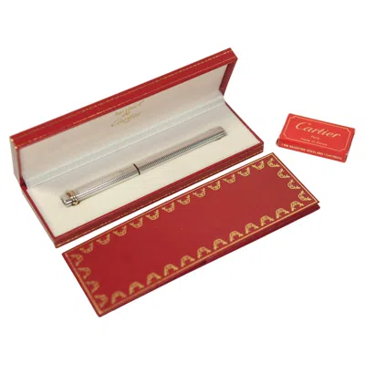 Pre-owned Cartier Classic Must De  Silver Plated Trinity Vendome Fountain Pen & Box In Red