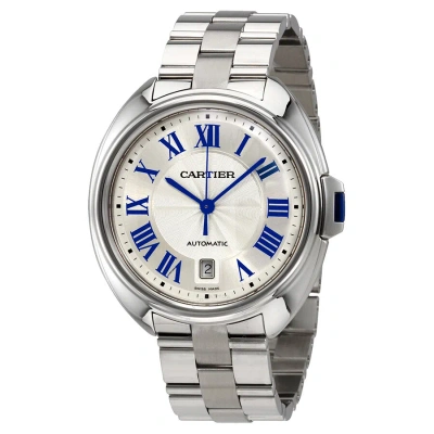 Cartier Cle Automatic Silver Dial Men's Watch Wscl0007 In Blue / Silver