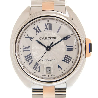 Cartier Cle De  Automatic White Dial Men's Watch W2cl0011 In Black