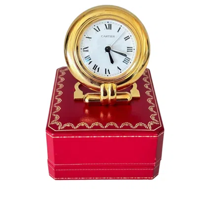 Pre-owned Cartier Colisee Art Deco 24k Gold-plated Travel Desk Clock, 1990s