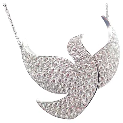 Pre-owned Cartier Colombe De La Paix Dove Of Peace Diamond White Gold Pendant Necklace