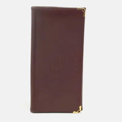 Pre-owned Cartier Continental Wallet In Burgundy