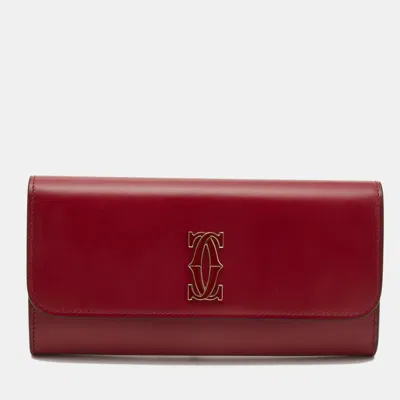 Pre-owned Cartier Continental Wallet In Red
