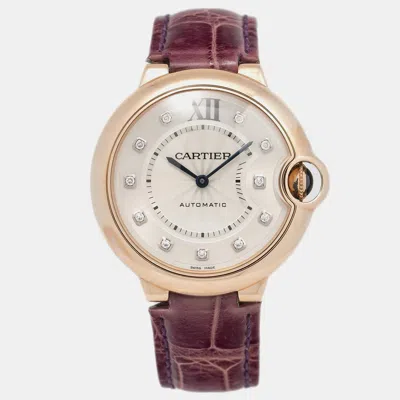 Pre-owned Cartier Cream 18k Rose Gold Ballon Bleu Wjbb0010 Automatic Women's Wristwatch 36mm