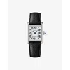 Cartier Crwsta0090 Tank Must Large Stainless-steel And Leather Quartz Watch In Steel