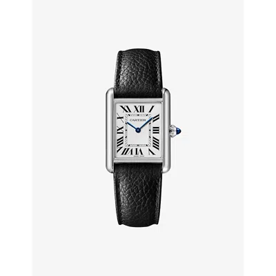 Cartier Crwsta0090 Tank Must Large Stainless-steel And Leather Quartz Watch