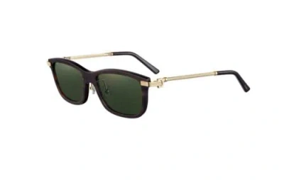 Pre-owned Cartier Ct 0051 S 002 Havana Gold Sunglasses Unisex Horn In Green