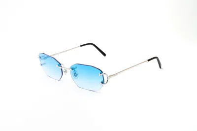 Cartier Ct 0092 - Custom - Platinum Sunglasses In Metallic