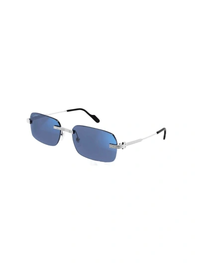 Cartier Ct 0271 - Gold Sunglasses In Blue