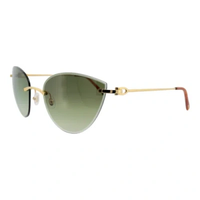 Pre-owned Cartier Ct0003rs-001 Gold Sunglasses In Green
