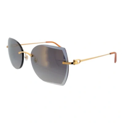 Pre-owned Cartier Ct0004rs-001 Gold Sunglasses