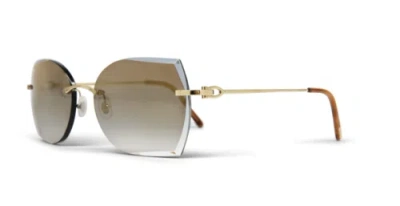 Pre-owned Cartier Ct0004rs-001 Gold Sunglasses