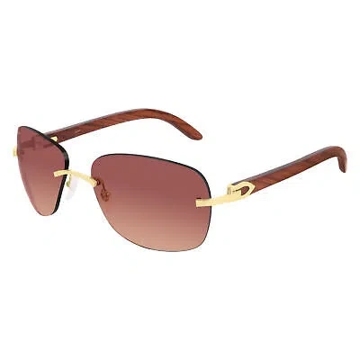 Pre-owned Cartier Ct0016rs-001 Brown Sunglasses