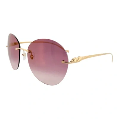 Pre-owned Cartier Ct0038rs-001 Gold Sunglasses In Red