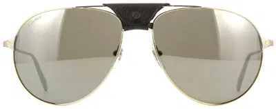 Cartier Ct0038s 007 Aviator Sunglasses In Silver