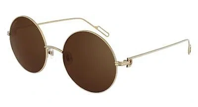 Pre-owned Cartier Ct0156s-002-56 Gold Gold Brown