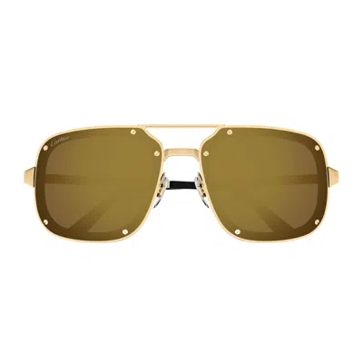 CARTIER CARTIER CT0194S SANTOS DE CARTIER 006 GOLD BRONZE SUNGLASSES