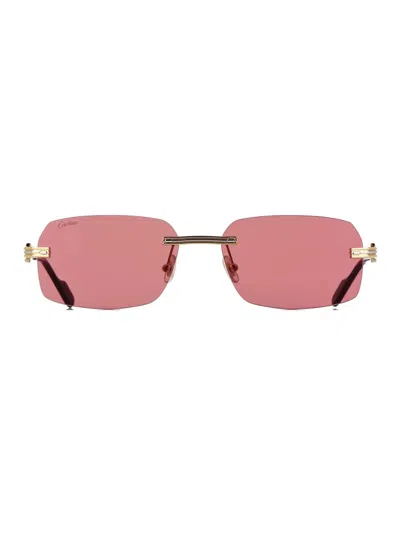 Cartier Ct0271s Sunglasses In 008 Gold Gold Red