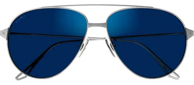 Cartier Ct0298s 010 Aviator Sunglasses In Blue