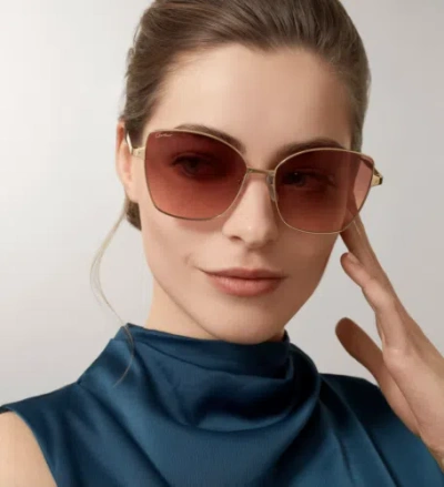 Pre-owned Cartier Ct0328s-003 Gold Sunglasses In Red